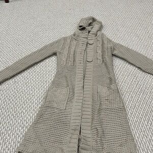 Beige Knit Long Cardigan